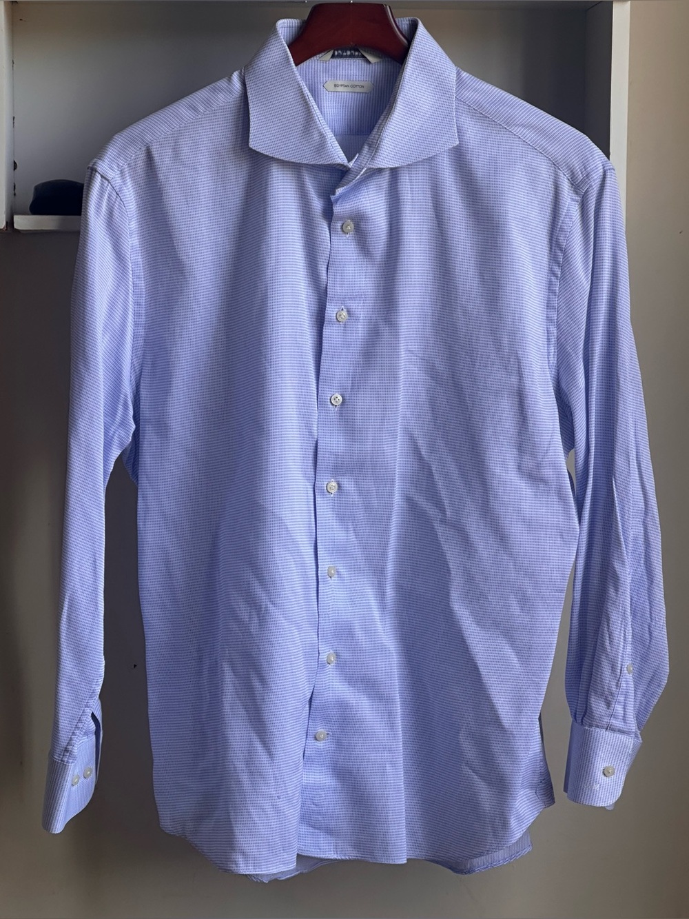 Suitsupply XX-Slim Fit Light Blue White
Textured Men’s Dress Shirt Size 18/46